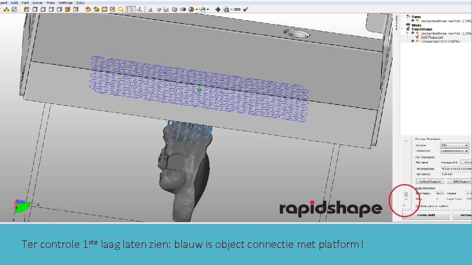 Ter controle 1 ste laag laten zien: blauw is object connectie met platform! 