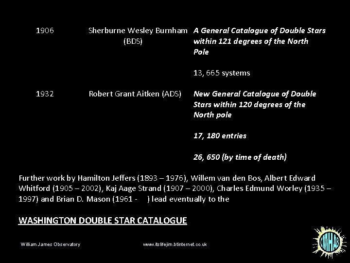 1906 Sherburne Wesley Burnham A General Catalogue of Double Stars (BDS) within 121 degrees