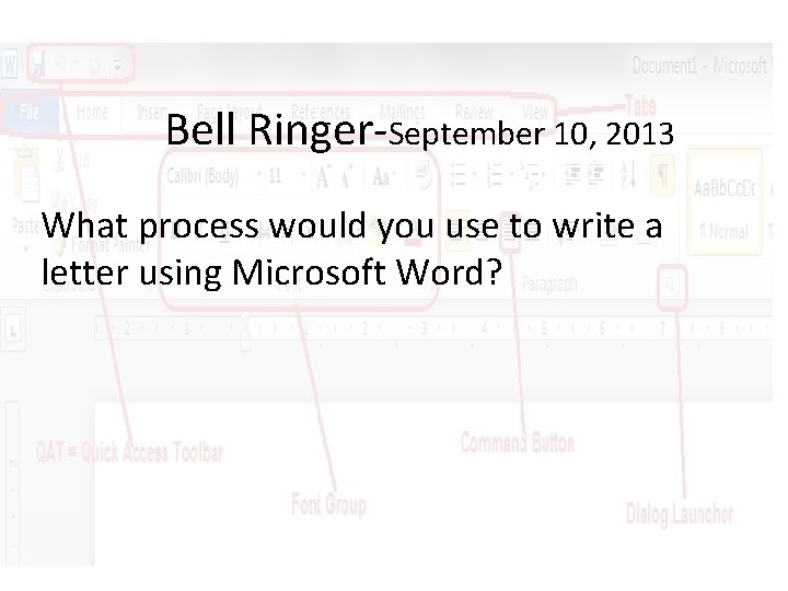 Bell Ringer-September 10, 2013 What process would you use to write a letter using