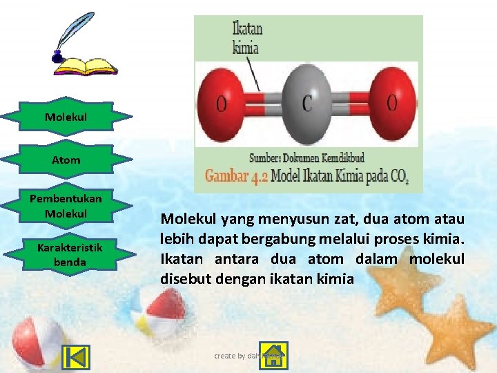 Molekul Atom Pembentukan Molekul Karakteristik benda Molekul yang menyusun zat, dua atom atau lebih