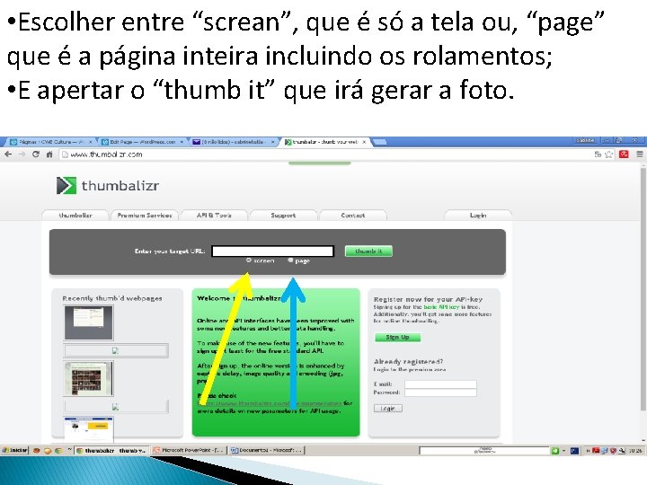  • Escolher entre “screan”, que é só a tela ou, “page” que é