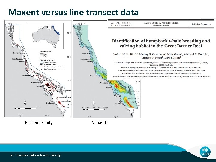 Maxent versus line transect data Presence-only 25 | Humpback whales in the GBR| Nat