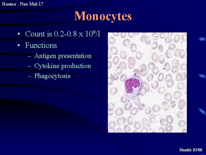 Haema - Non Mal: 17 Monocytes • Count is 0. 2 -0. 8 x