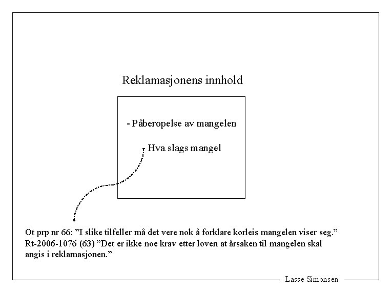 Reklamasjonens innhold - Påberopelse av mangelen - Hva slags mangel Ot prp nr 66: