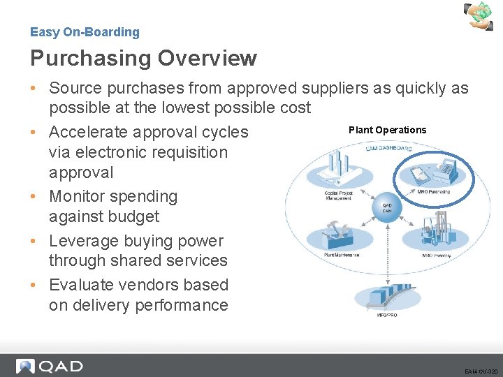 Easy On-Boarding Purchasing Overview • Source purchases from approved suppliers as quickly as possible