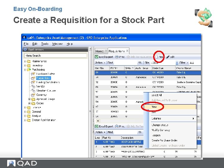 Easy On-Boarding Create a Requisition for a Stock Part 