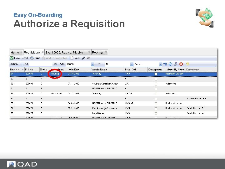Easy On-Boarding Authorize a Requisition 