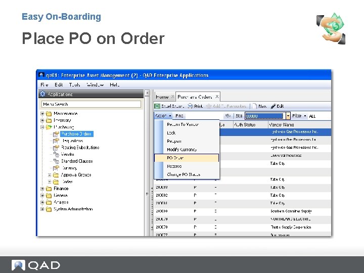Easy On-Boarding Place PO on Order 