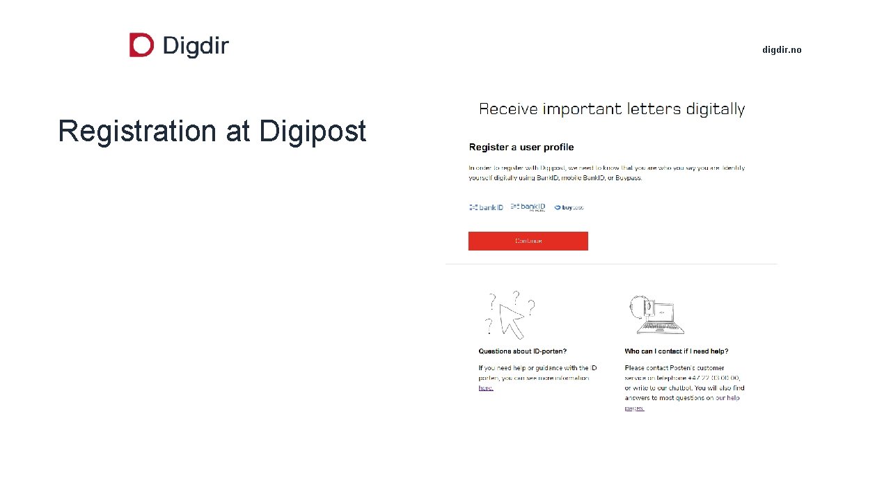 digdir. no Registration at Digipost 