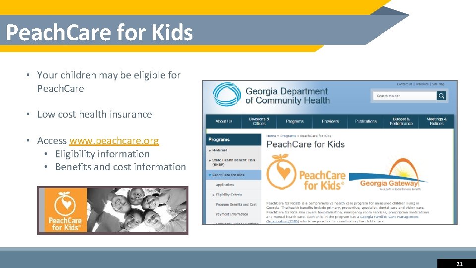 Peach. Care for Kids • Your children may be eligible for Peach. Care •