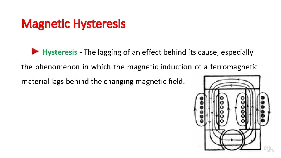 Magnetic Hysteresis - The lagging of an effect behind its cause; especially the phenomenon