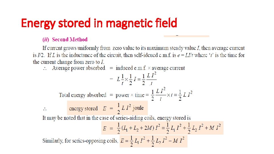 Energy stored in magnetic field 