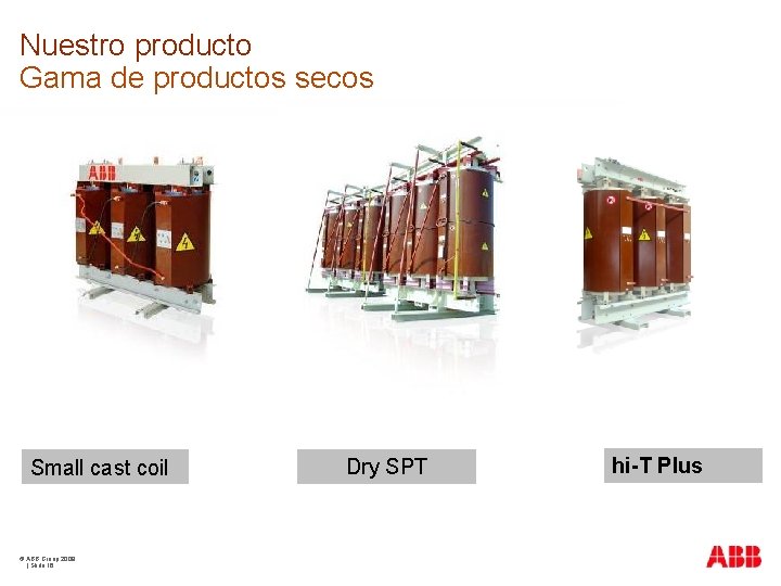 Nuestro producto Gama de productos secos Small cast coil © ABB Group 2009 |