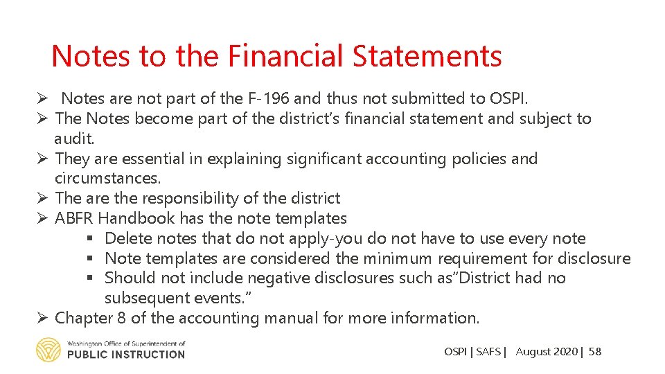 Notes to the Financial Statements Ø Notes are not part of the F-196 and