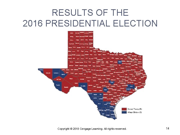 RESULTS OF THE 2016 PRESIDENTIAL ELECTION Copyright © 2018 Cengage Learning. All rights reserved.