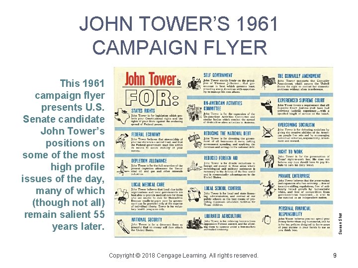JOHN TOWER’S 1961 CAMPAIGN FLYER Screen Shot This 1961 campaign flyer presents U. S.