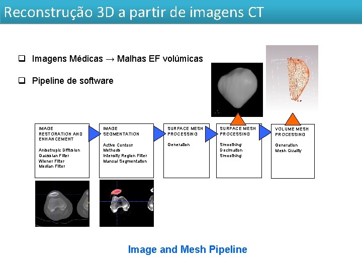 Reconstrução 3 D a partir de imagens CT q Imagens Médicas → Malhas EF