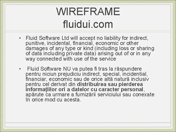 WIREFRAME fluidui. com • Fluid Software Ltd will accept no liability for indirect, punitive,