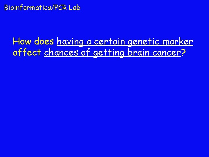 Bioinformatics/PCR Lab How does having a certain genetic marker affect chances of getting brain