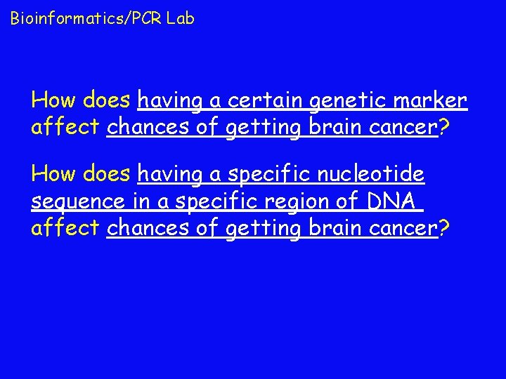 Bioinformatics/PCR Lab How does having a certain genetic marker affect chances of getting brain