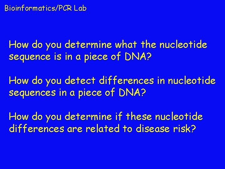 Bioinformatics/PCR Lab How do you determine what the nucleotide sequence is in a piece