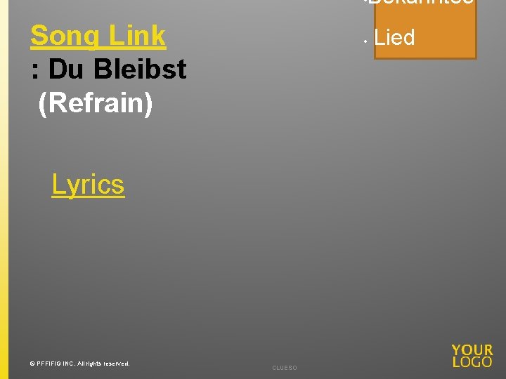 • Song Link : Du Bleibst (Refrain) • Lyrics © PFFIFIG INC. All
