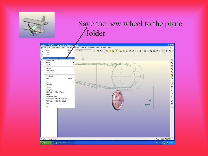 Save the new wheel to the plane folder 