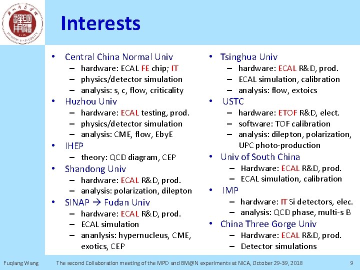 Interests • Central China Normal Univ • Tsinghua Univ • Huzhou Univ • USTC