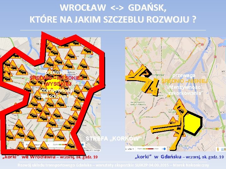 WROCŁAW <-> GDAŃSK, KTÓRE NA JAKIM SZCZEBLU ROZWOJU ? ___________________________________________ przewaga ŚREDNIO –WYSOKIEJ intensywności