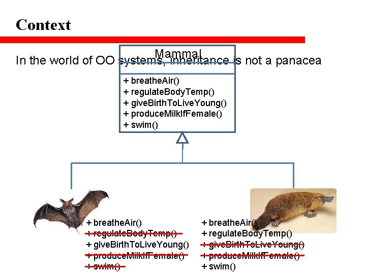 Context Mammal In the world of OO systems, inheritance is not a panacea +