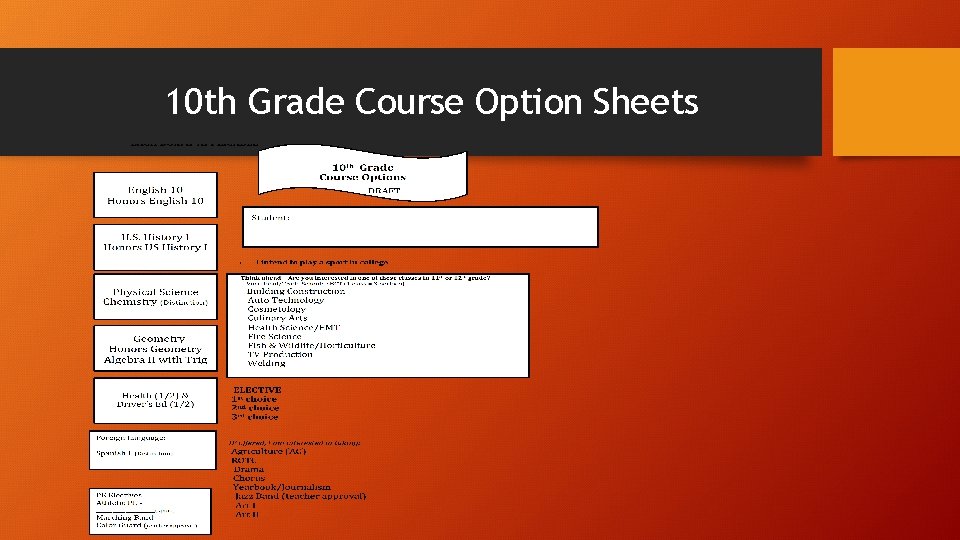 10 th Grade Course Option Sheets 