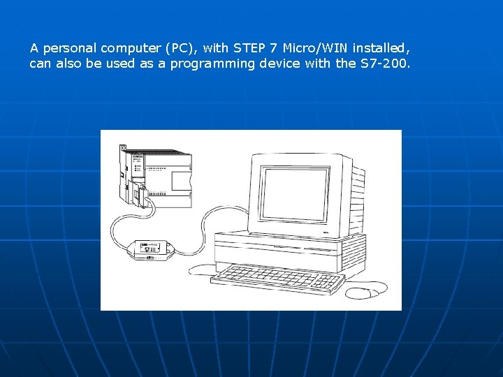 A personal computer (PC), with STEP 7 Micro/WIN installed, can also be used as A personal computer (PC), with STEP 7 Micro/WIN installed, can also be used as