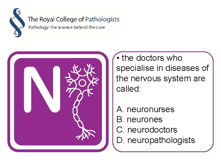  • the doctors who specialise in diseases of the nervous system are called: