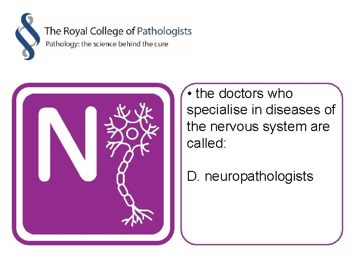  • the doctors who specialise in diseases of the nervous system are called: