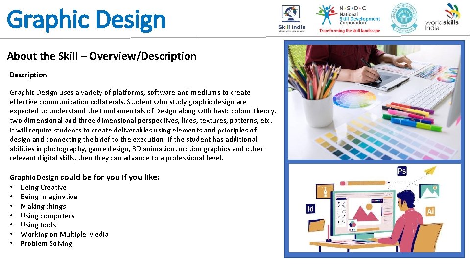 Graphic Design About the Skill – Overview/Description Graphic Design uses a variety of platforms,