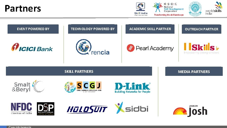 Partners EVENT POWERED BY TECHNOLOGY POWERED BY SKILL PARTNERS 1 st Junior Skills Championship