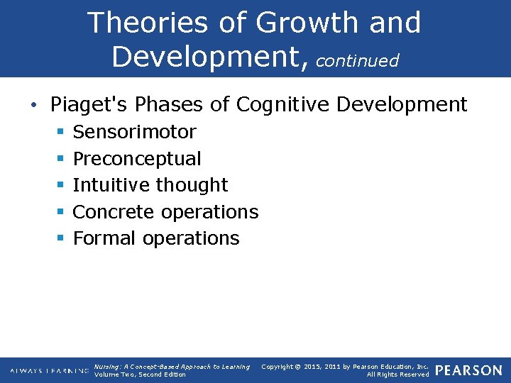 Theories of Growth and Development, continued • Piaget's Phases of Cognitive Development § §