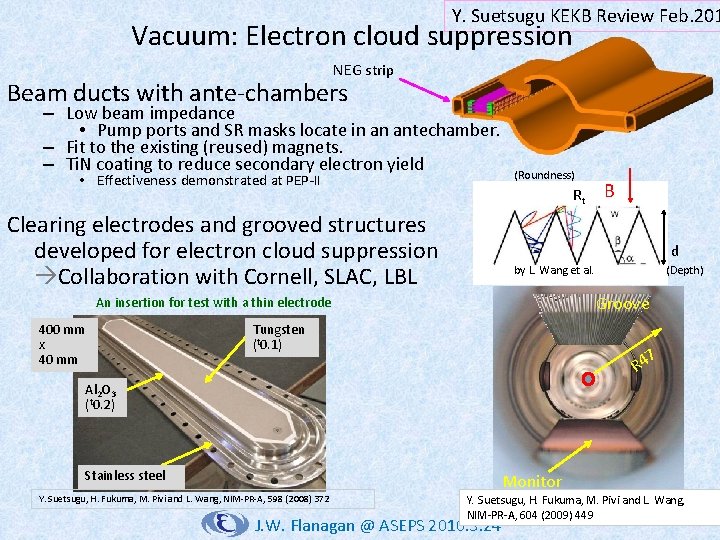 Y. Suetsugu KEKB Review Feb. 201 Vacuum: Electron cloud suppression NEG strip Beam ducts