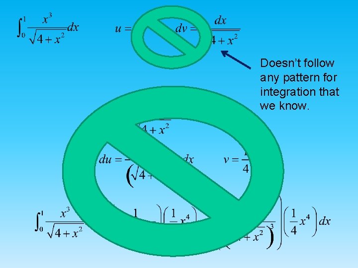 Doesn’t follow any pattern for integration that we know. 