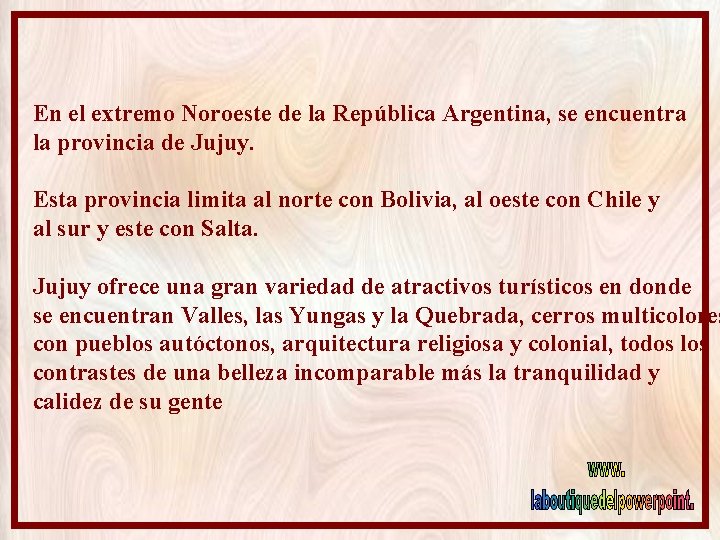 En el extremo Noroeste de la República Argentina, se encuentra la provincia de Jujuy.