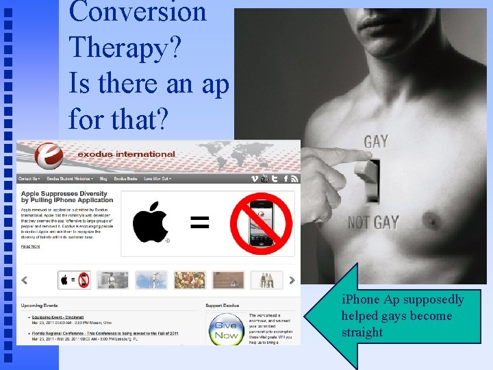 Conversion Therapy? Is there an ap for that? i. Phone Ap supposedly helped gays