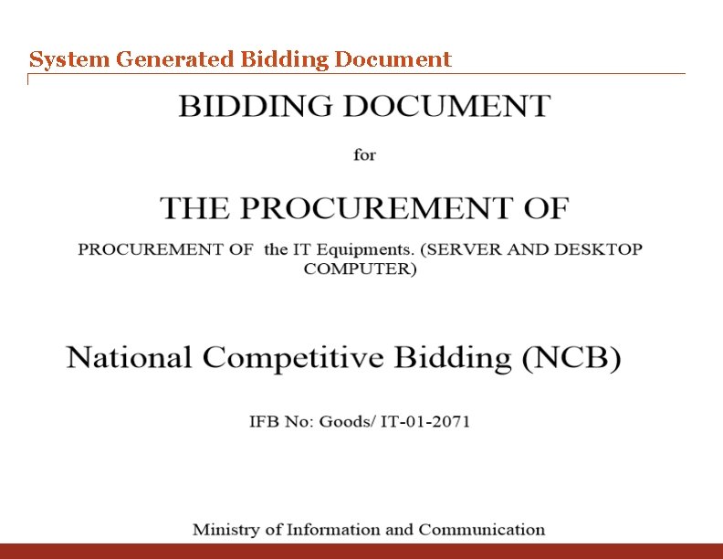 System Generated Bidding Document 