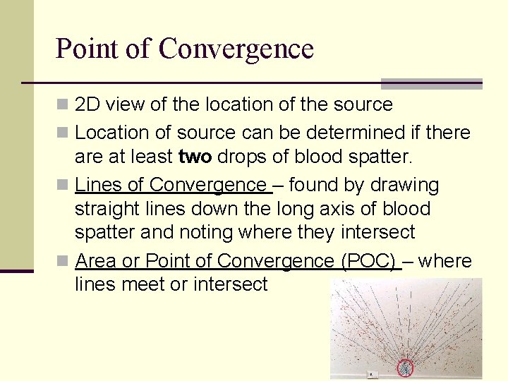 Point of Convergence n 2 D view of the location of the source n