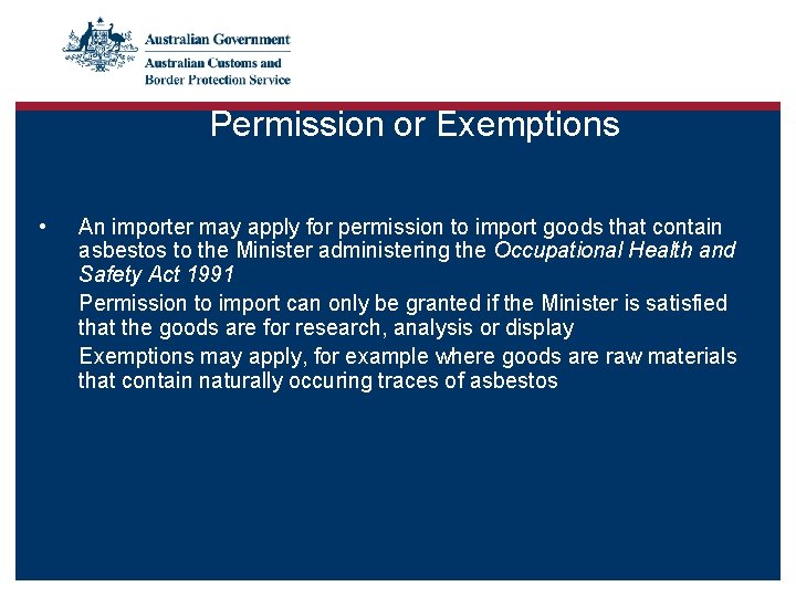 Restricted Goods Australian Customs and Border Protection Service