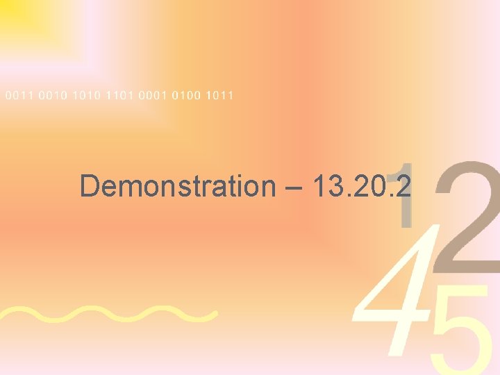 Demonstration – 13. 20. 2 