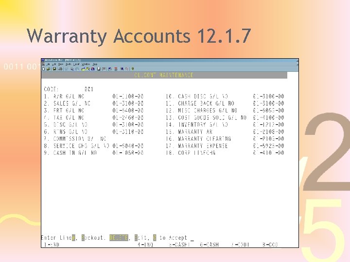 Warranty Accounts 12. 1. 7 