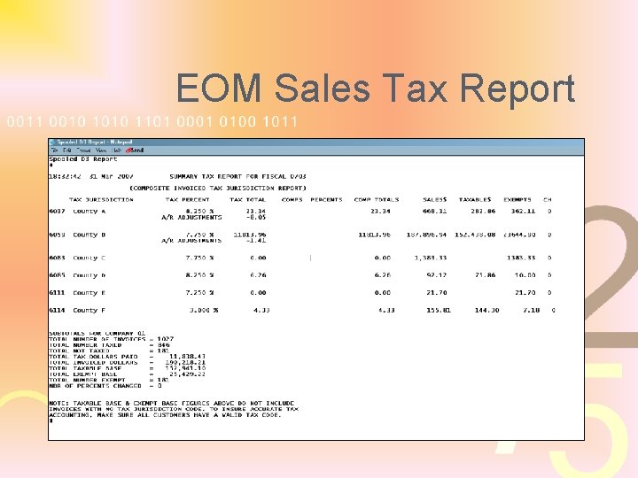 EOM Sales Tax Report 