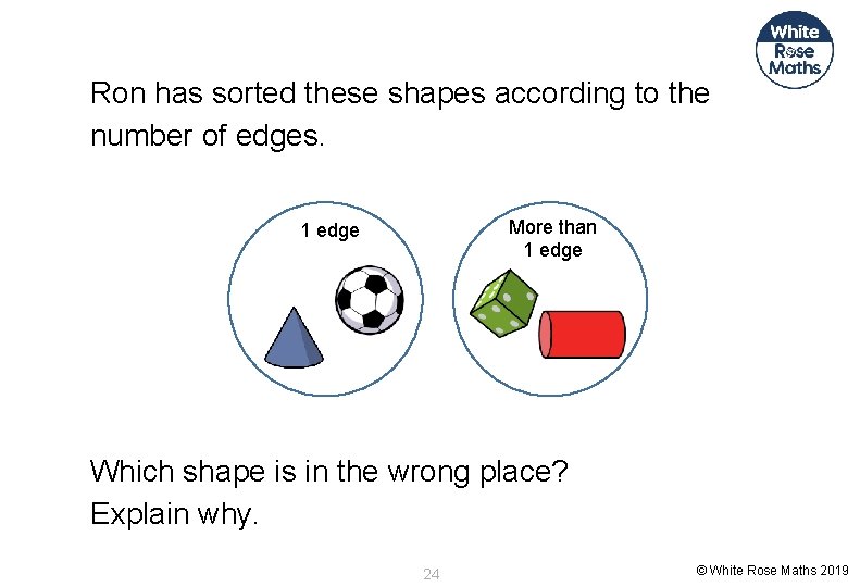 Ron has sorted these shapes according to the number of edges. More than 1