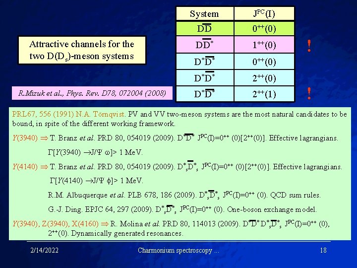 Attractive channels for the two D(Ds)-meson systems R. Mizuk et al. , Phys. Rev.