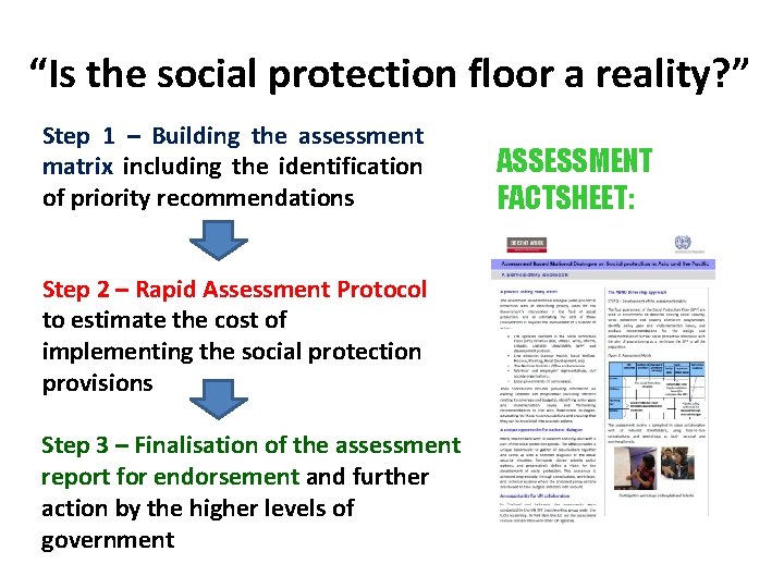 “Is the social protection floor a reality? ” Step 1 – Building the assessment